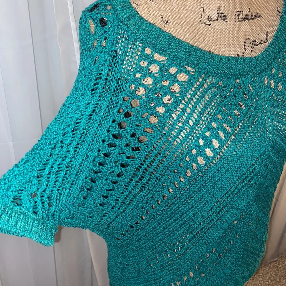 Express Emerald Chunky Open Knit Batwing Sweater XS
